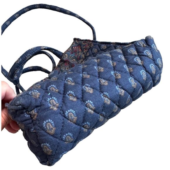 Larenda Quilled Navy Tote Bag New Wallet Eye Glass Case Size 9x9 - Picture 5 of 6